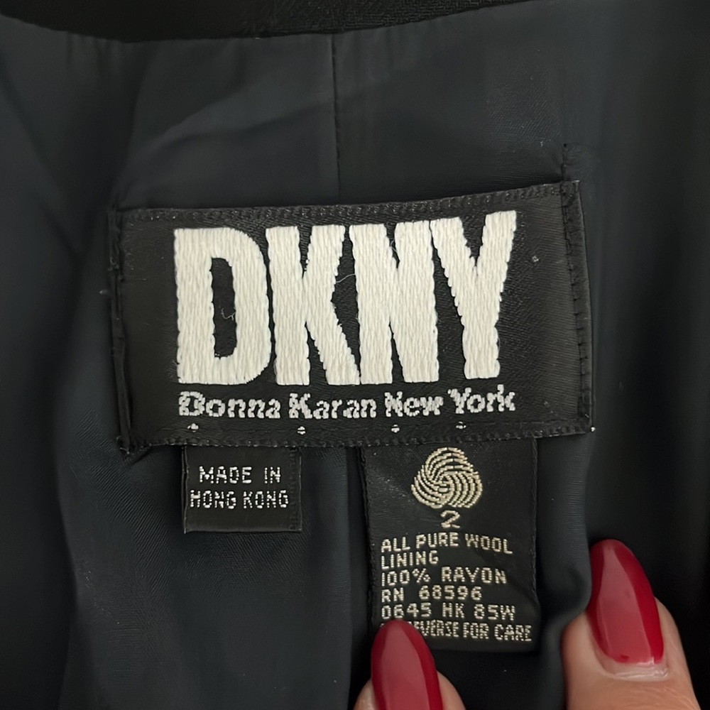 DKNY Donna Karan NY black wool vintage collarless jacket size 2 - Picture 11 of 11